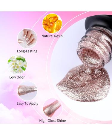 Noirwhite Gel Nail Polish Gold Glitter Gel Nail Polish Set Soak-Off UV LED 6 Colors Sparkly Gold Pink Brown Gel Polish Professional Starter Kit Salon DIY at Home Nail Art Manicure Decoration Gifts for Women Gold 1 - Buy Online on GoSupps.com