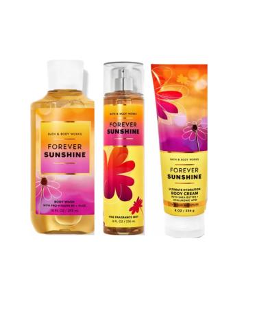 Ba h a d Body Works FOREVER SUNSHINE Body Cream Body Wash Fragrance Mist 3 Piece Bundle