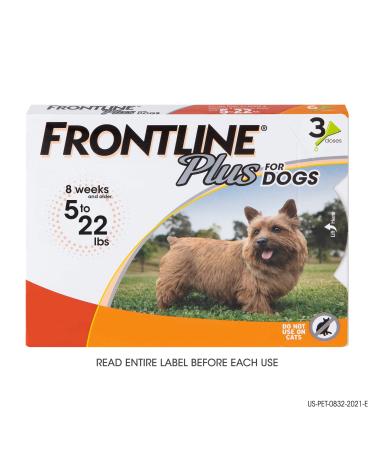 FRONTLINE Plus Flea and Tick Treatment for Dogs (Small Dog, 5-22 Pounds) 3 Count