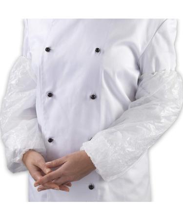 100 x Simply Direct White Poly Polythene Disposable Latex Free Oversleeves with Elastic Cuffs (40cm x 40cm - 15.7" x 15.7") 100 White