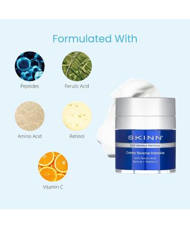 SKINN Cr me Reverse with Ferulic Acid, Retinol & Vitamin C - Anti-Aging Cream with Hyaluronic Acid for Wrinkle Reduction & Skin Plumping - Buy Online on GoSupps.com