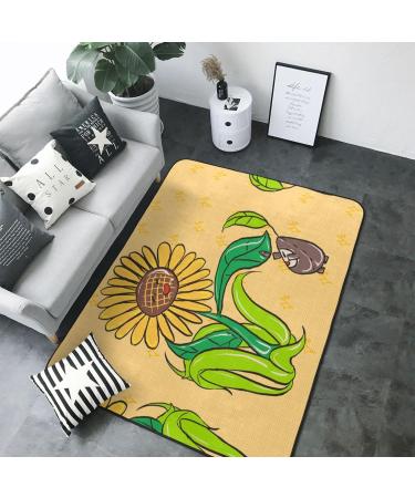 Yyhhaofa Sunflower Seeds and Sunflowers Oversized Carpet 80 X 58 Inch Rug Soft to The Touch with Fine Nap Wear - Buy Online on GoSupps.com