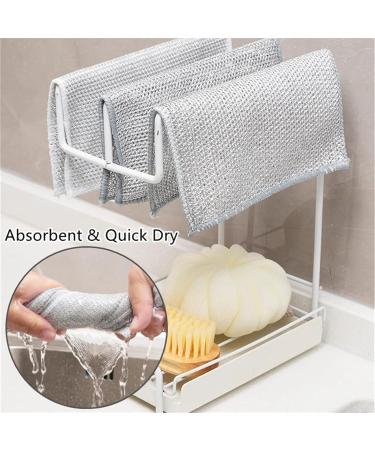 Plushzen Dish Cloths Plushzen Multifunctional Non-Scratch Wire Dishcloth Multipurpose Double Layer Wire Dishwashing Rags for Wet and Dry (5 PCS) - Buy Online on GoSupps.com