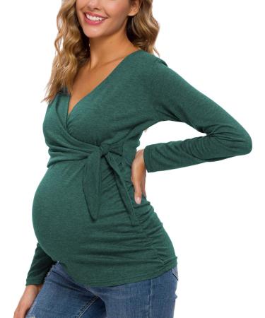 Love2Mi Maternity Breastfeeding Top | Long Sleeve V-Neck | Cute XL Hunter Green - Buy Online on GoSupps.com