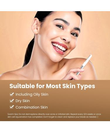 Premium Dermaplaning Tool for Face - 20 Blade Refills | Exfoliate Smooth Skin & Remove Peach Fuzz | Ideal Facial Shaver for Women - Buy Online on GoSupps.com