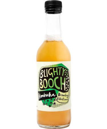 Blighty Booch Kombucha Bottled Tea Drink - 12 x Bramley Elderflower Flavour - Naturally Sparkling Fermented Unpasteurised Live Culture - Vegan Organic Gluten Free Apple - Buy Online on GoSupps.com