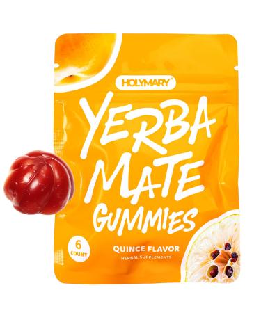 Yerba Mate Gummies Quince Flavor - Real Unroasted Yerba Mate. No Added Caffeine. Boost Energy and Focus Naturally. Vegan Non-GMO Gluten-Free - 1 Pack (6 Gummies) Quince Fruit 6 Count (Pack of 1)