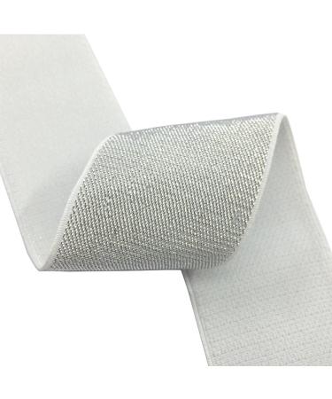 3-Yard Soft Gold and Silver Glitter Elastic Bands - 2-inch Wide Waistband Sewing Elastic (Silver Glitter in White) - Buy Online on GoSupps.com