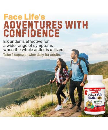 Nutridom Velvet Elk Antler 250mg 100% Canadian Freeze-Dried Non-GMO NO Additives Gluten Free Made in Canada (30 Veggie Capsules) - Buy Online on GoSupps.com