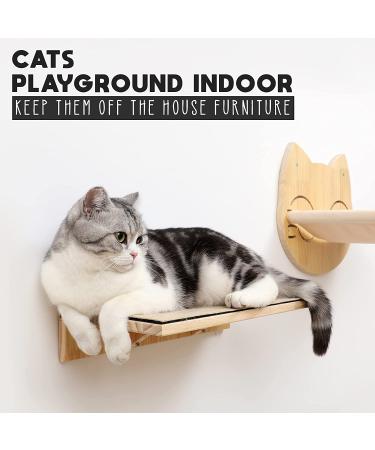 BCOH Wall-Mounted Cat Shelf and Bed - Wooden Hammock for Cats - Wall-Mounted Furniture for Climbing, Sleeping, and Playing - Buy Online on GoSupps.com