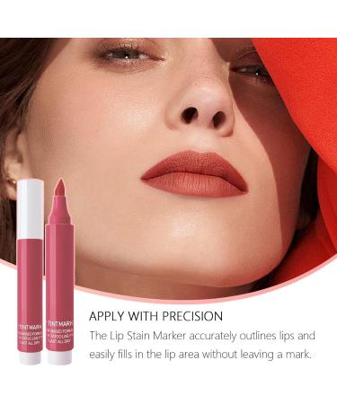 Lip Stain Marker - Liquid Lip Stain Waterproof Lip Pencil | Moisturizing Lip Stain Precise Pen-Shaped Stain Stain-Proof Color for Women - Buy Online on GoSupps.com