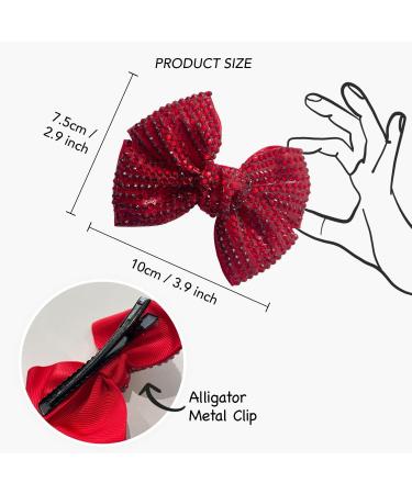 BasicSense 2 Pieces Rhinestone Bow Hair Clips Diamante Ribbon Crocodile Alligator for Girls Purple - Buy Online on GoSupps.com