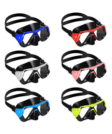 6 Pcs Dive Mask Goggles for Diving Swim Goggles with Nose Cover Swim Mask for Adult Anti Fog Scuba Mask Dive Glasses for Adult Scuba Diving Swim Free Diving 6 Colors
