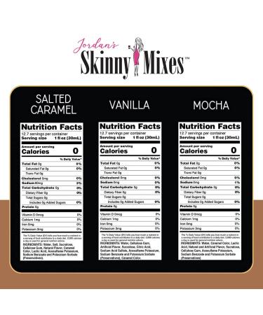 Jordan's Skinny Mixes Classic Coffee Syrup Trio Sugar Free Salted Caramel  Vanilla  Mocha  12.7 Fl Oz  Pack of 3 - Buy Online on GoSupps.com