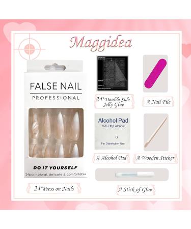 Glitter Pink Extra Long Press on Nails - 24pcs Ballet Fake Nails with Glue Sticker for Women and Girls - Buy Online on GoSupps.com
