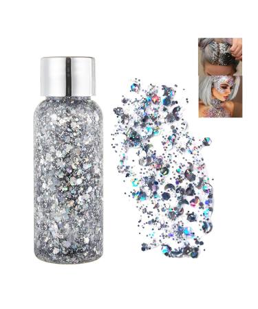 HADAVAKA Body Glitter Gel Sequins Chunky Glitter Liquid Gel Sparkling Festival Party Lotion Glitter Nail Art DIY Glitter Gel For Face Nail Lip Hair Christmas Festival Party Makeup Decoration (Brown)
