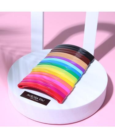 Aurora Large Plastic Dome Hair Barrettes Clips Set - 18 Colored Pieces for Thick Hair - Korean Styling Accessories for Girls & Women - Buy Online on GoSupps.com