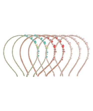 Frcolor Beaded Headband Jewelry Rhinestone Embellished Headband Padded Headpieces for Women Girls 7Pcs