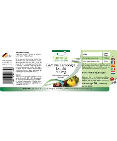 Fairvital Garcinia Cambogia Capsules | 500mg High Dose - 60% HCA - Vegan - 90 Capsules for Weight Loss & Appetite Control - International Shipping Available - Buy Online on GoSupps.com