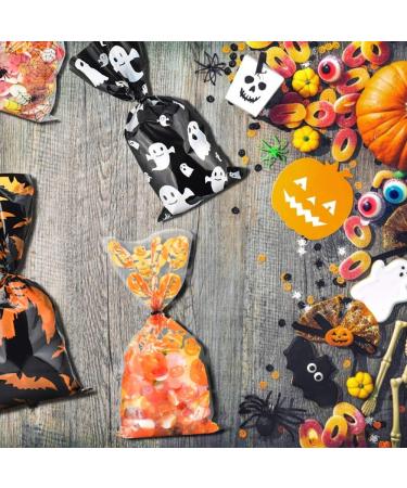 ERKOON 200 pcs Halloween Treat Bags Halloween Cellophane Candy Bags Spider Web Bat Ghost Pumpkin Gift Bags with 250 Twist Ties Kids Party Candy Bags for Halloween Party Supplies - Buy Online on GoSupps.com