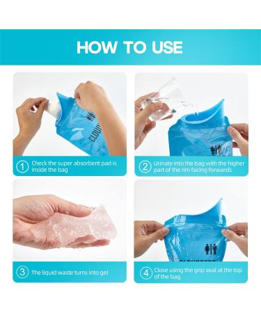 Cloudburg 12 Pack 800ML Resealable Pee Bags for Men - Portable Urinal Bags for Travel, Camping, and Emergencies - Buy Online on GoSupps.com