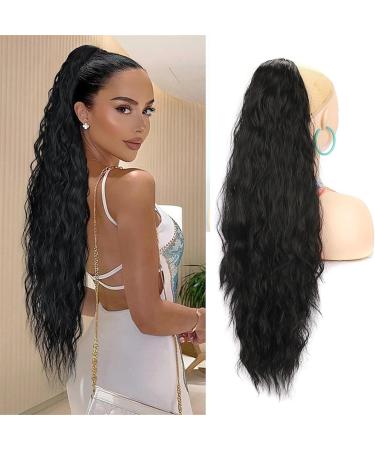 Ponytail Extension 30 Inch Extra Long Drawstring Wavy Curly Ponytails Black Brown Synthetic Fiber Fake Hair piece for Women Ponytail Extension Ponytail Hair Extension(PT139-9H60A) 30Inches PT139-9H60A - Buy Online on GoSupps.com