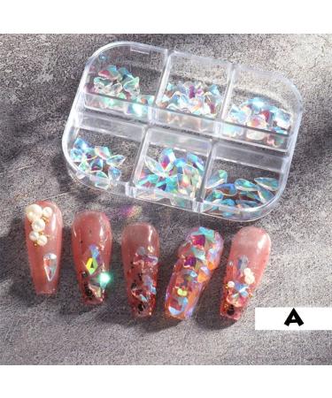 6 Grids Manicure Jewelry Accessories Winter Diamond 3D Nails Rhinestones Aurora Crystal Snowflakes Resin(B) - Buy Online on GoSupps.com