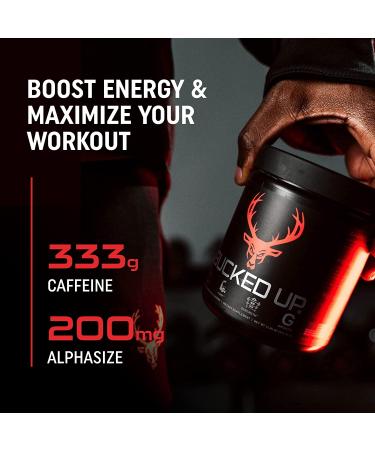 Bucked Up Woke High Stim Pre Workout - Blue Raz Flavor - Focus Nootropic Pump - Strength & Growth - 30 Servings - Buy Online on GoSupps.com