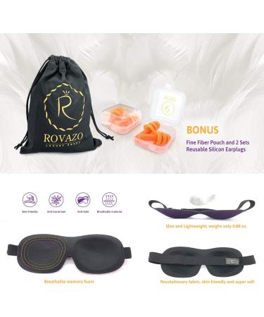 ROVAZO 3D Sleep Mask and Ear Plug Travel Set 2 Pack - Contoured Adjustable Eye Shades with Comfortable Silicone Ear Plugs - Ideal for Planes and Naps - Bonus Pouch - Buy Online on GoSupps.com