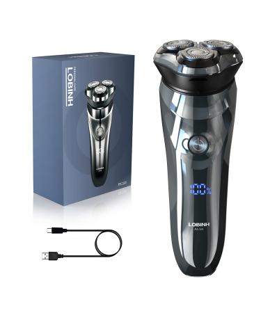LOBINH Electric Shaver for Men, 100% Washable Rotary Shaver, Rechargeable Waterproof Electric Razor Wet & Dry Shaving with Pop-up Trimmer, 1 Hour Fast Charging, 4D Floating Head, LCD Power Indicator Pa188 Electric Razor Wi