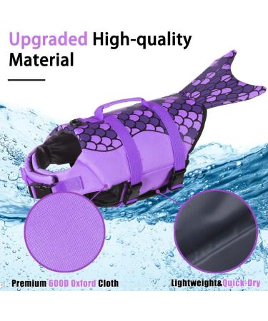 Emust Dog Vest for Swimming & Boating - High Buoyancy Ripstop Life Jacket for Small & Medium Breeds - Purple Mermaid (M) - Buy Online on GoSupps.com
