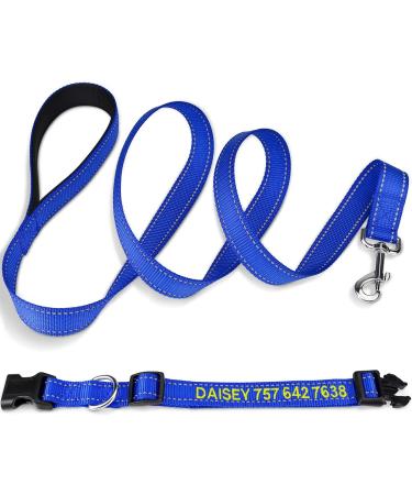 Buy Personalized Reflective Dog Collar & Leash Set - Tagme Royal Blue XS | 1 Pack 1.5m Double-Sided | Ideal for Small Dogs - Buy Online on GoSupps.com