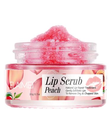 Lip Scrub, Lip Mask Sugar Scrub Exfoliator & Moisturizer, Lip Care Exfoliating Scrub and Lip Moisturizer for Chapped and Dry Lips, Lip Repair for Soft Lips Treatment (Peach Scrub)