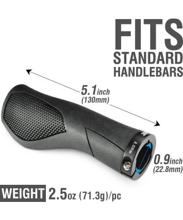 MARQUE Ergo Bike Handlebar Grips - Non-Slip, Ergonomic Design for Mountain, E-Bike, Hybrid, City Commuter Bikes - Black - Buy Online on GoSupps.com