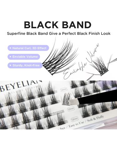 Buy Beyelian C Curl Cluster Eyelashes | 48 PCs DIY Individual Lashes | Super Thin Black Band | Luxury 0.07mm 12mm Extensions - Buy Online on GoSupps.com