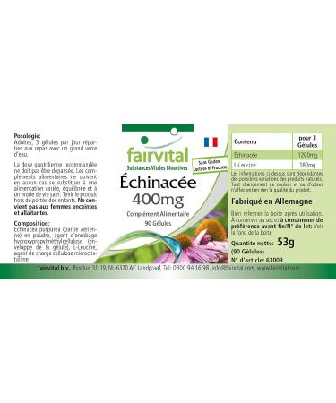 Fairvital | Echinacea 400mg VEGAN - Highly dosed - 90 capsules - Echinacea purpurea - Buy Online on GoSupps.com