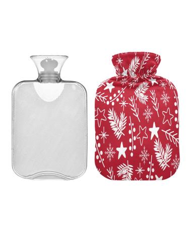 KCLDECI hot bottle with cover white Christmas heat bottle 2 l hot water bag for foot warmer pain relief hot and cold therapy cramps