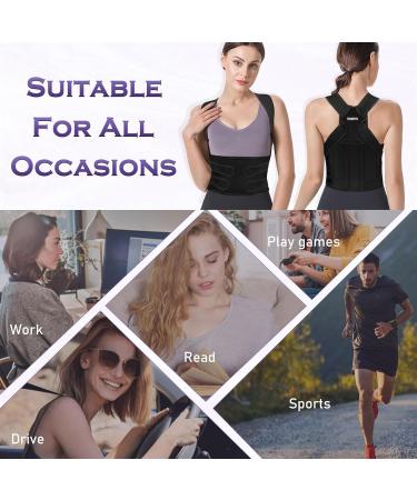 Kungfuren Posture Corrector Back Support Brace - Adjustable Breathable Shoulder Lumbar Belt for Men and Women - XXL Dark Black - Back Pain Relief - Buy Online on GoSupps.com