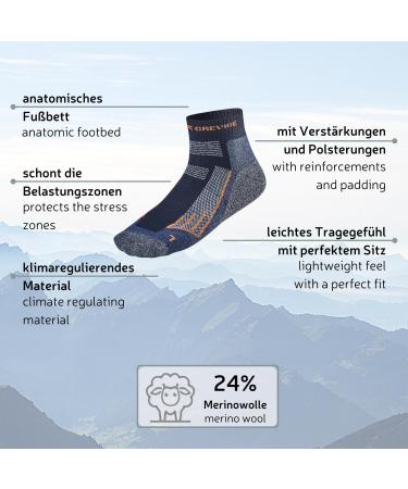 Black Crevice Merino Hiking Socks for Men & Women | Odor-Inhibiting Breathable Trekking Socks in Various Colors & Sizes | Reinforced Toe & Heel | 2 Pairs Short Black/Orange 39-42 - Buy Online on GoSupps.com