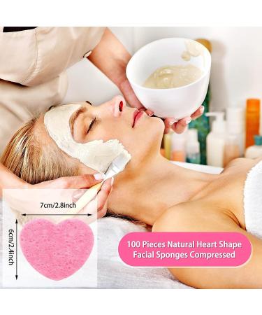 100 Heart Shape Facial Sponges | Natural Cellulose | Reusable Makeup Remover Sponge | Exfoliating Face Cleansing Sponge - Pink - Buy Online on GoSupps.com