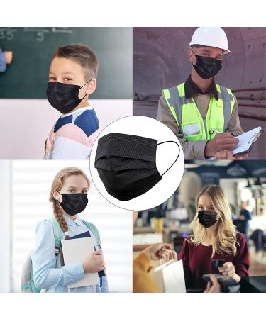 50 Pcs Black Disposable 3 Ply Earloop Face Masks - Home, School, Office & Outdoors - Buy Online on GoSupps.com