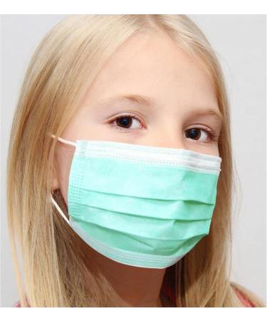 Kata 3-Ply Pleated Disposable Children's Face Masks - Green One Size Box of 50 - International Shipping Available - Buy Online on GoSupps.com