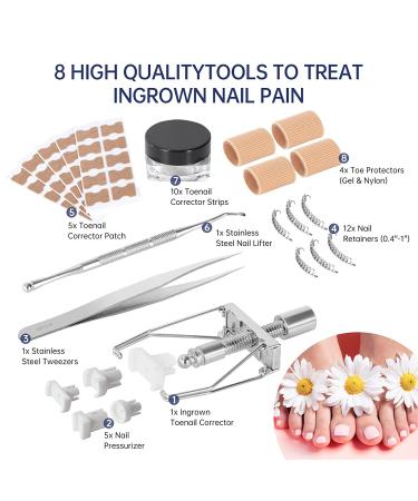 Ingrown Toenail Treatment Kit with 12 Podiatry Braces | Corrector Tool & 50pcs Patch | 10 Strips | White - Buy Online on GoSupps.com