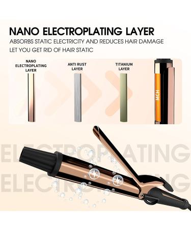 1.25 inch K&K Curling Iron with Ceramic Coating - Adjustable Temp, LED Display - Professional Curling Wand for Long Hair - Buy Online on GoSupps.com
