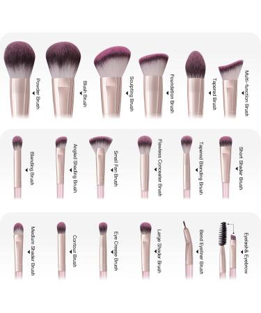 Professional 18-Piece Makeup Brush Set - Premium Synthetic Kabuki Brushes with Bag | Pink Gold Makeup Brush Kit for Foundation Blush & Eyeshadow - Buy Online on GoSupps.com