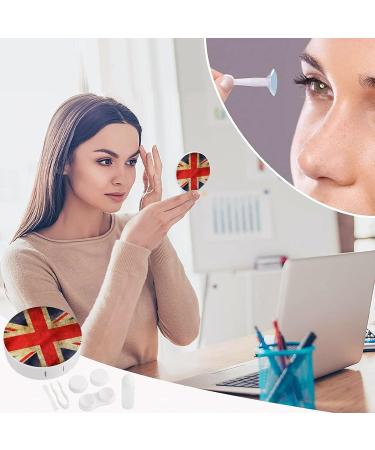 Retro Norway Norge Flag Round Case For Contact Lens Kit Storage Box with Mirror Printed - Buy Online on GoSupps.com