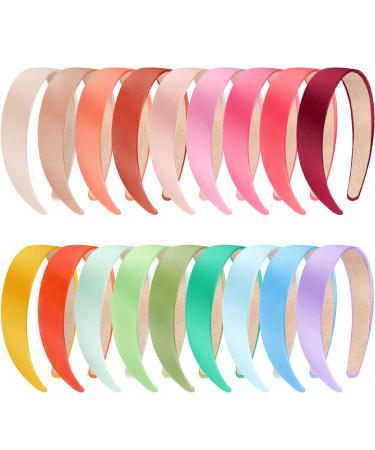 SIQUK 18 pieces satin hair tires headbands 2.5cm satin hair ripe slide -resistant headbands colorful satin -covered headband for women and girls 18 colors - Buy Online on GoSupps.com
