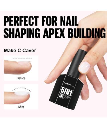 Tomicca 5 in 1 Milky White Builder Nail Gel 15ml - UV/LED Rubber Base for Nail Extension Repair & Strengthening - Buy Online on GoSupps.com