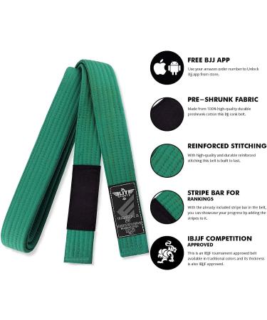 Elite Sports Kids BJJ Belt - C2 Green | High-Quality Brazilian Jiu Jitsu Belts - Buy Online on GoSupps.com