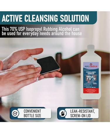 Isopropyl Rubbing Alcohol 70% USP 32 oz Bottle - First Aid Antiseptic for Wounds - Epic Medical Supply - Buy Online on GoSupps.com